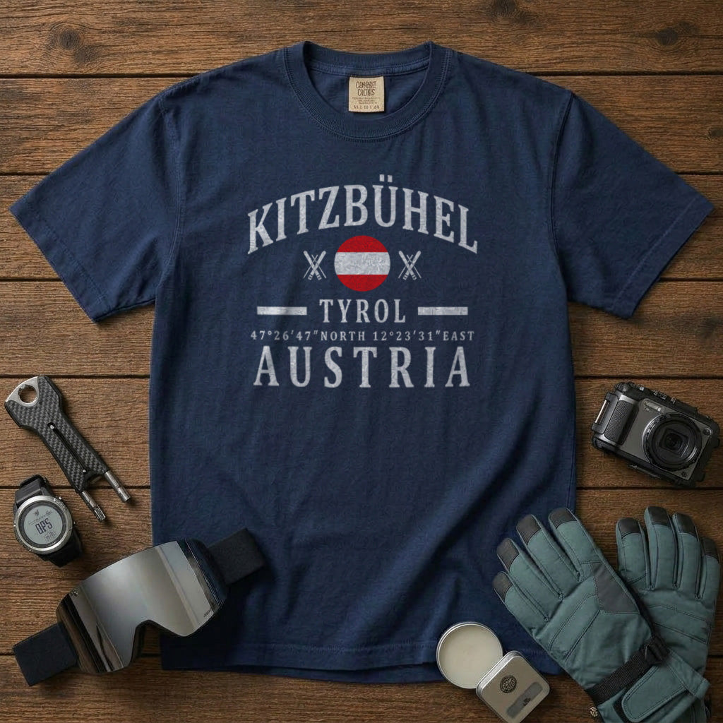 Kitzbühel Ski Resort Austria T-Shirt in Navy - roamstride graphic tee