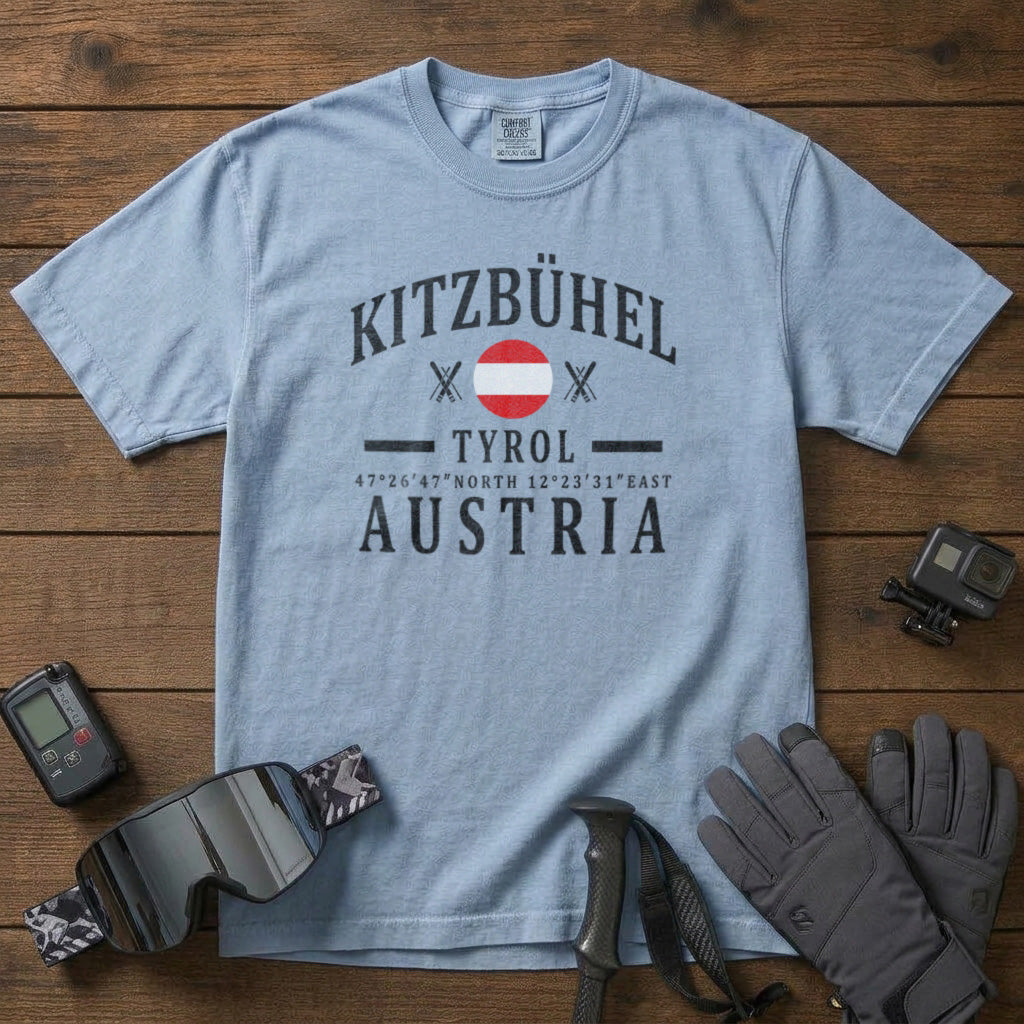 Kitzbühel Ski Resort Austria T-Shirt in Chambray - roamstride graphic tee