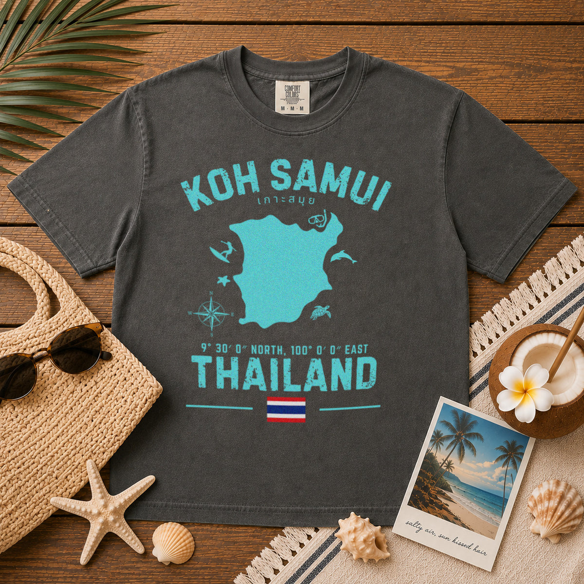 Koh Samui T-Shirt in Pepper - roamstride graphic tee