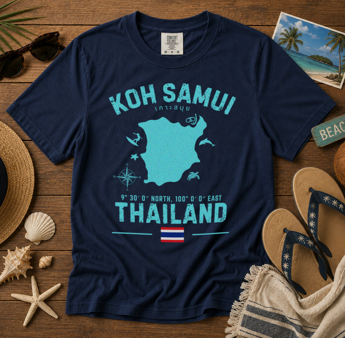 Koh Samui T-Shirt in Navy - roamstride graphic tee