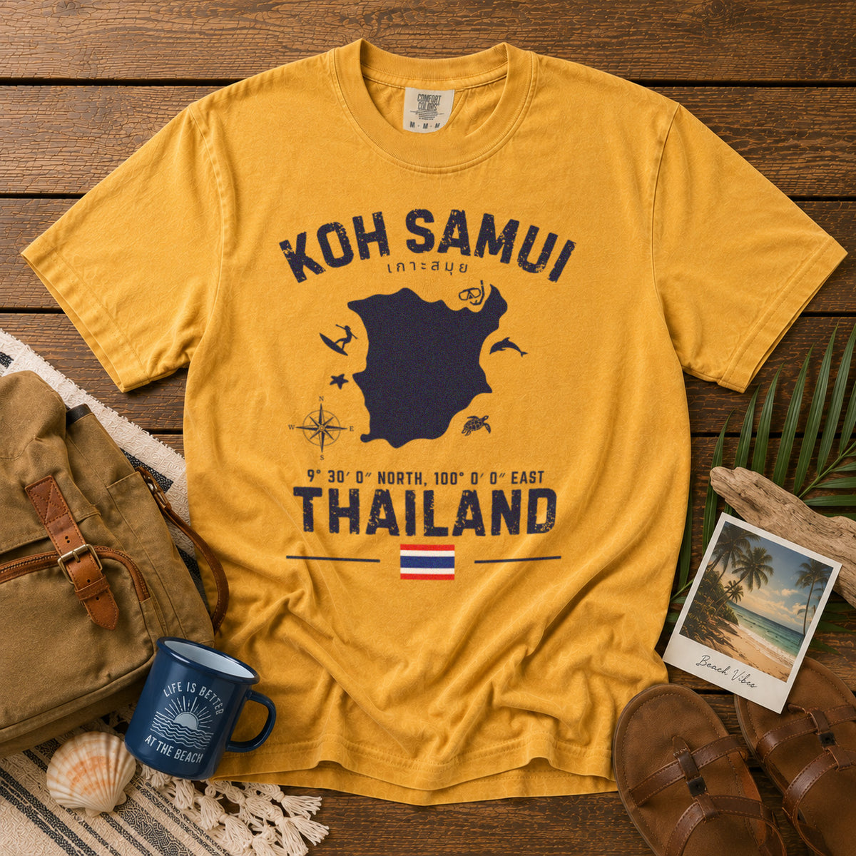 Koh Samui T-Shirt in Mustard - roamstride graphic tee