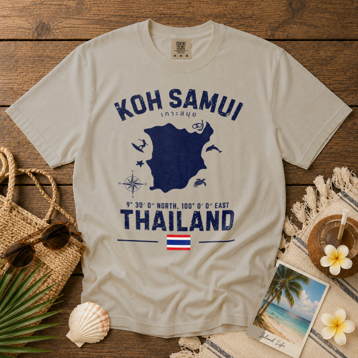 Koh Samui T-Shirt in Ivory - roamstride graphic tee