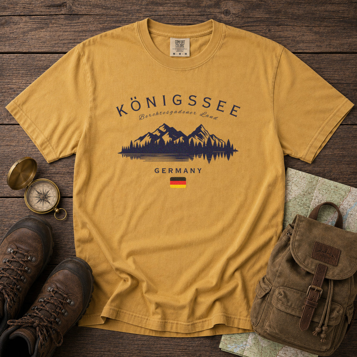 Königssee T-Shirt in Mustard - roamstride graphic tee