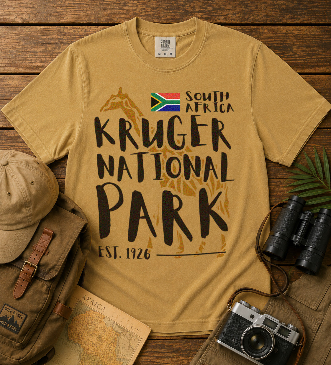 Kruger National Park T-Shirt in Mustard - roamstride graphic tee