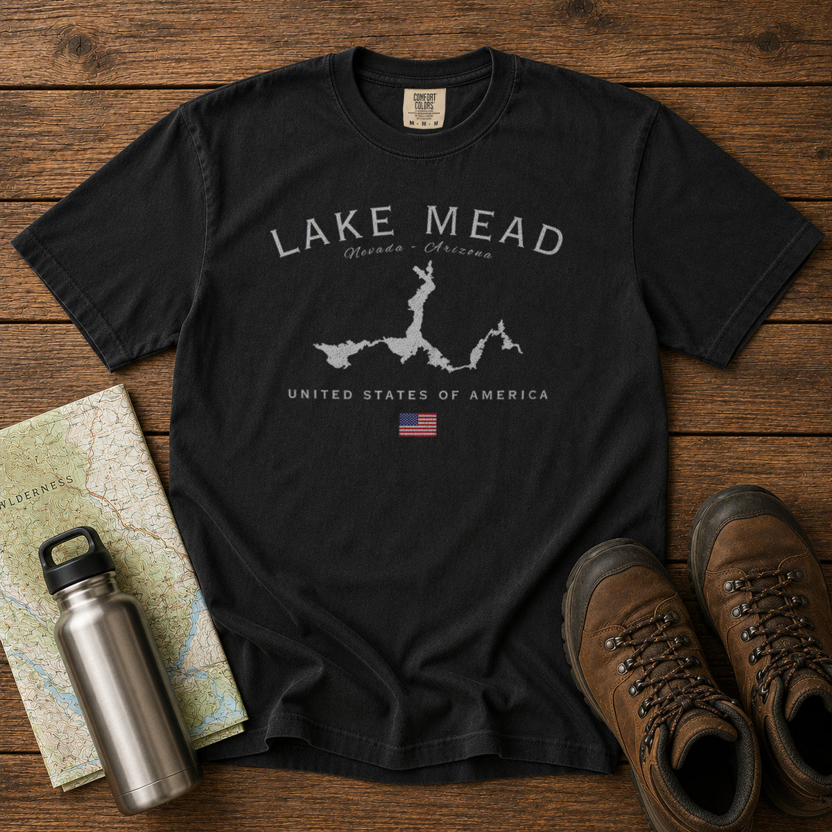 Lake Mead T-Shirt in Black - roamstride graphic tee