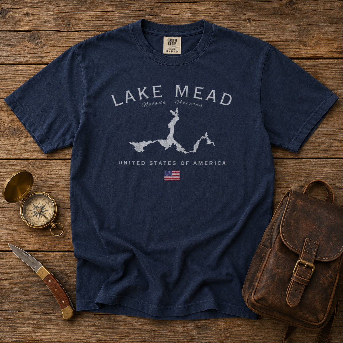 Lake Mead T-Shirt in Navy - roamstride graphic tee