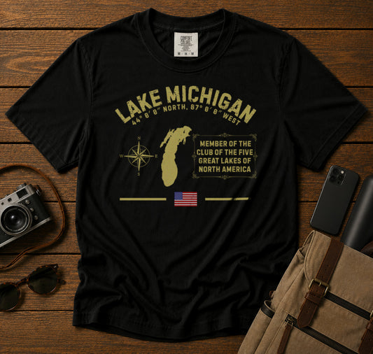 Lake Michigan T-Shirt in Black - roamstride graphic tee