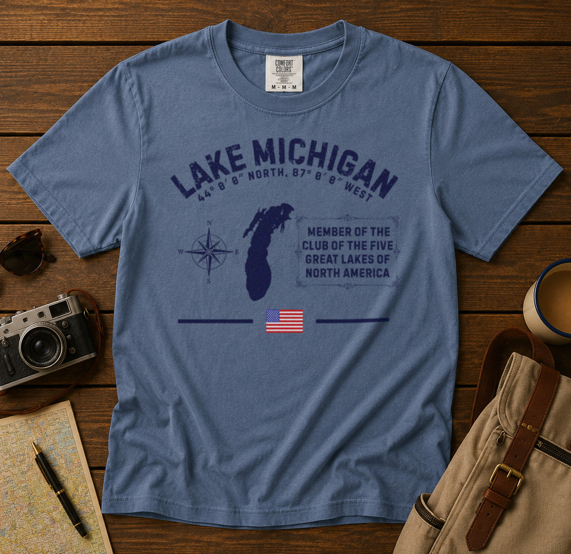 Lake Michigan T-Shirt in Blue Jean - roamstride graphic tee