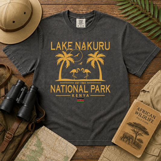 Lake Nakuru National Park T-Shirt in Pepper - roamstride graphic tee