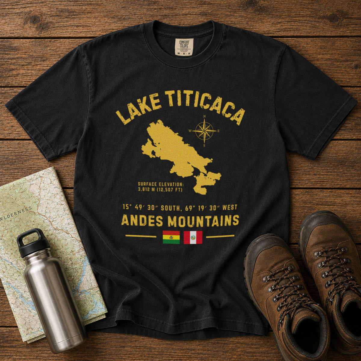 Lake Titicaca T-Shirt in Black - roamstride graphic tee