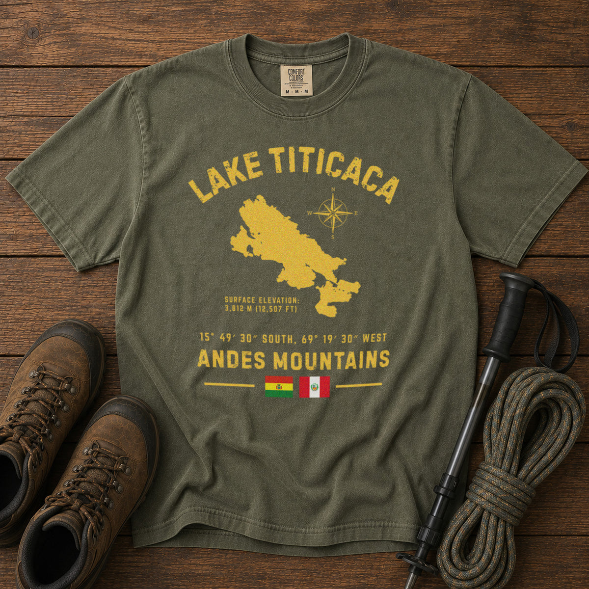 Lake Titicaca T-Shirt in Moss - roamstride graphic tee