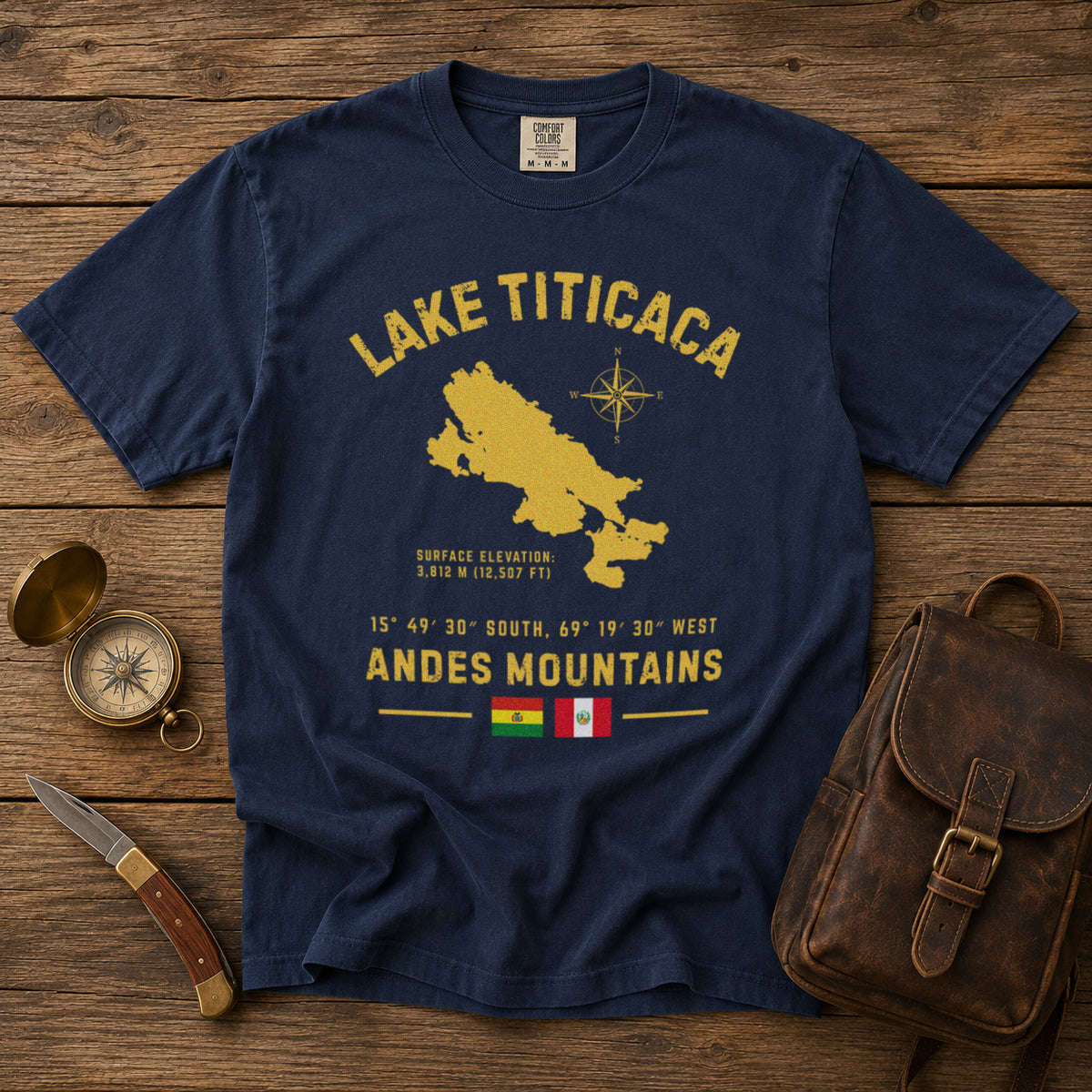 Lake Titicaca T-Shirt in Navy - roamstride graphic tee
