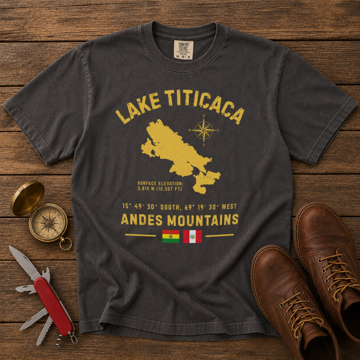 Lake Titicaca T-Shirt in Pepper - roamstride graphic tee
