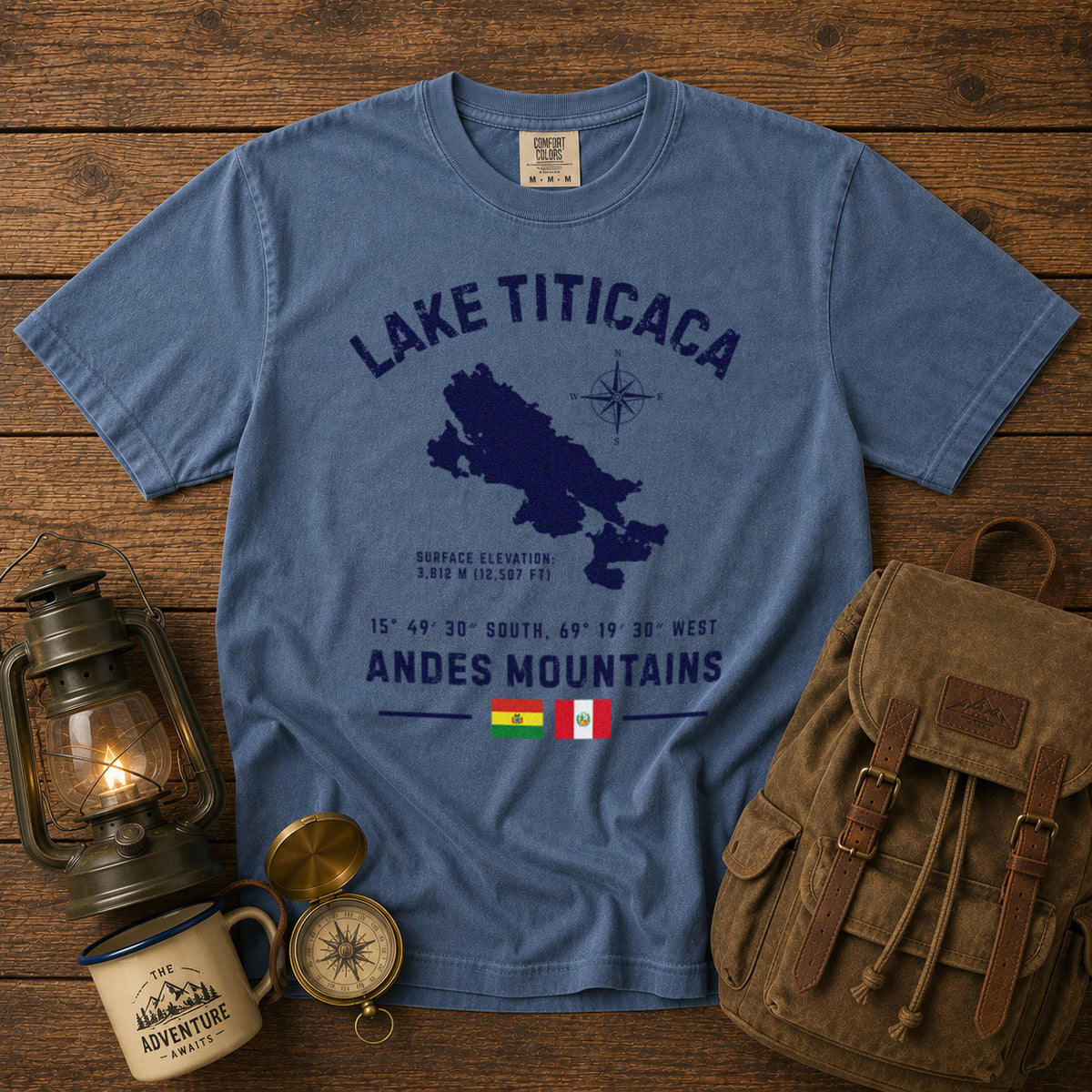 Lake Titicaca T-Shirt in Blue Jean - roamstride graphic tee