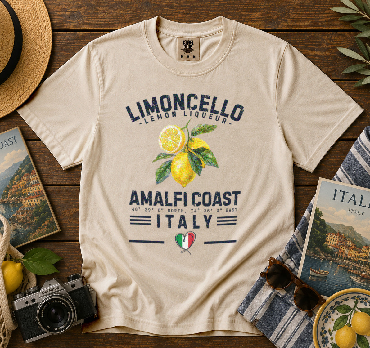Limoncello Amalfi Coast T-Shirt in Ivory - roamstride graphic tee