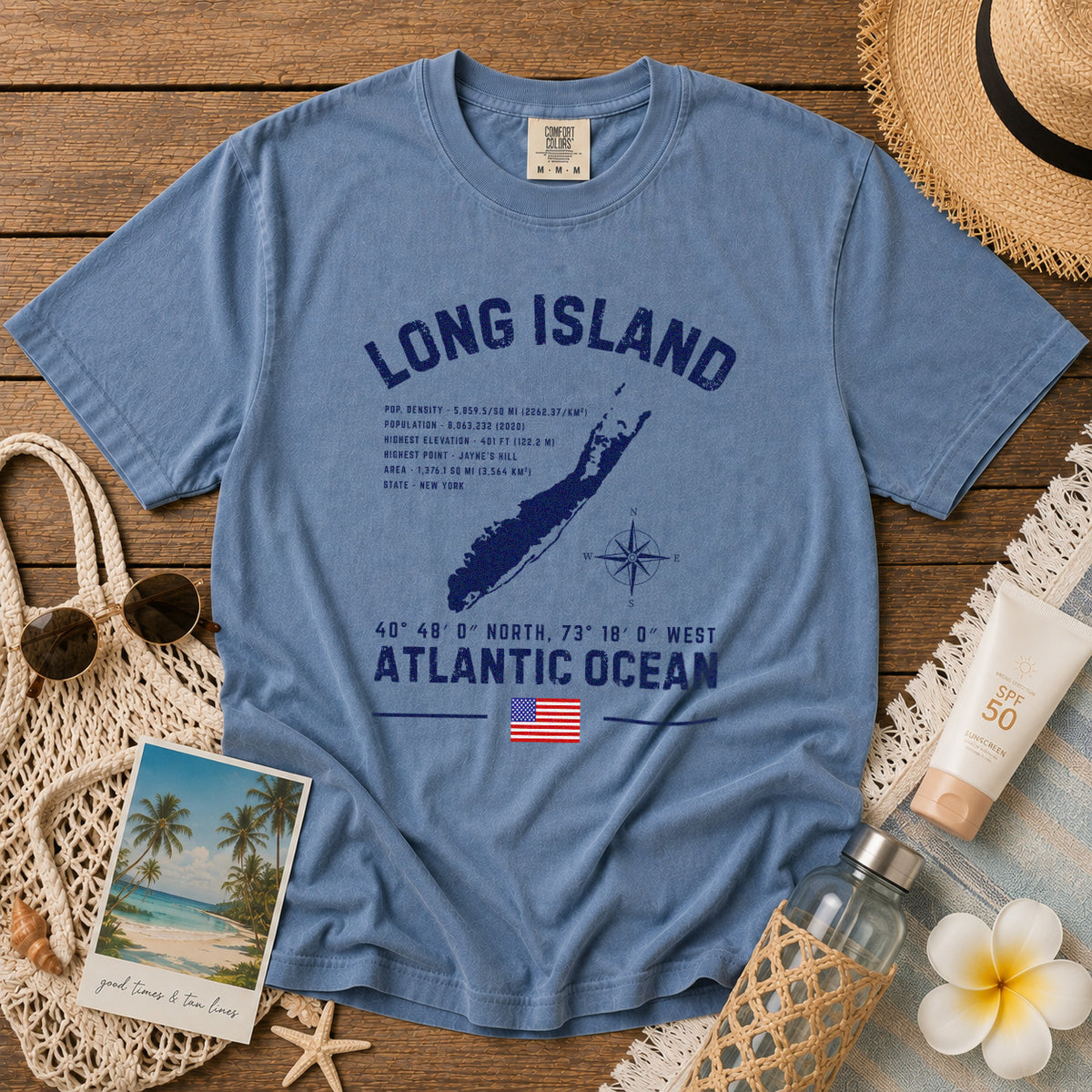 Long Island T-Shirt in Blue Jean - roamstride graphic tee
