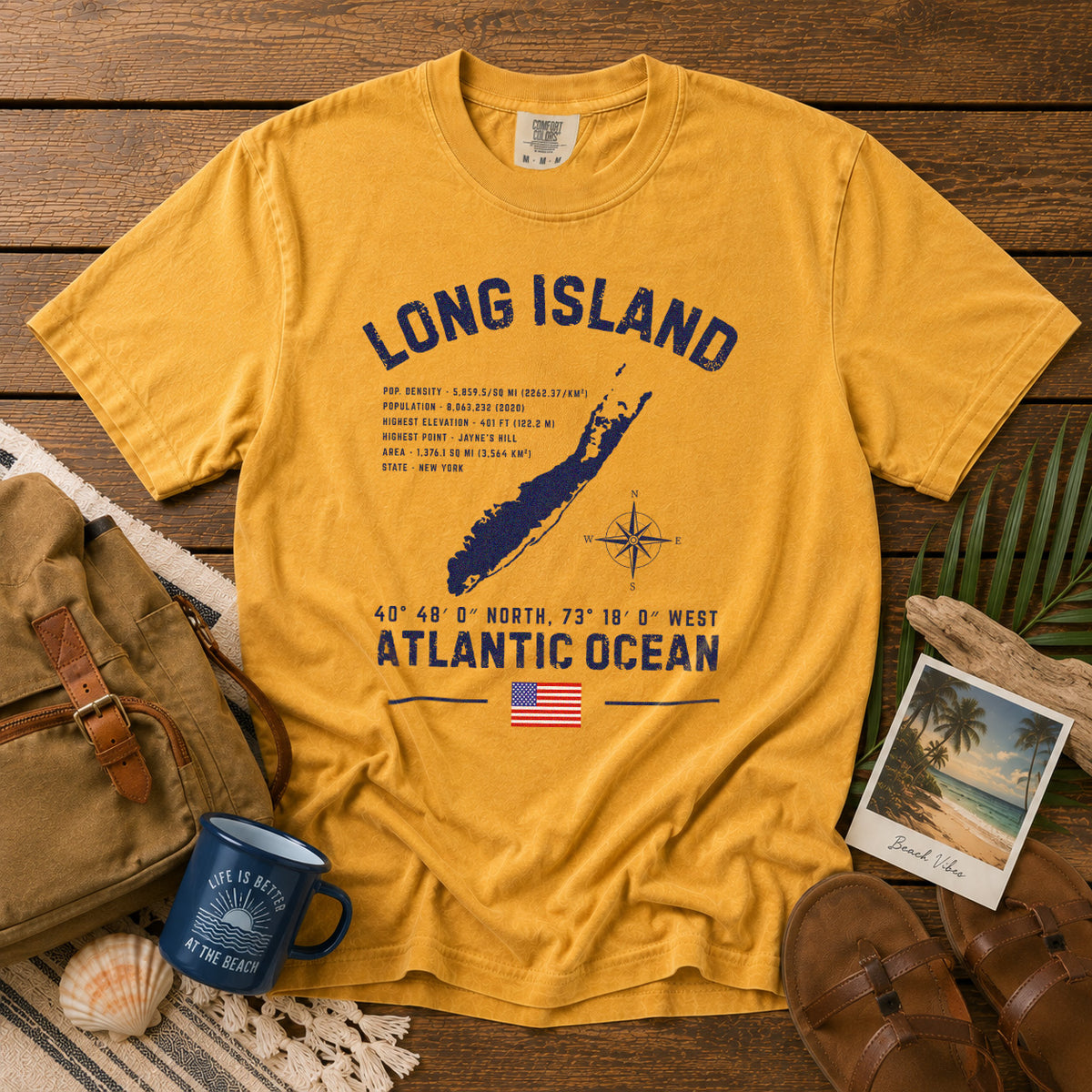 Long Island T-Shirt in Mustard - roamstride graphic tee