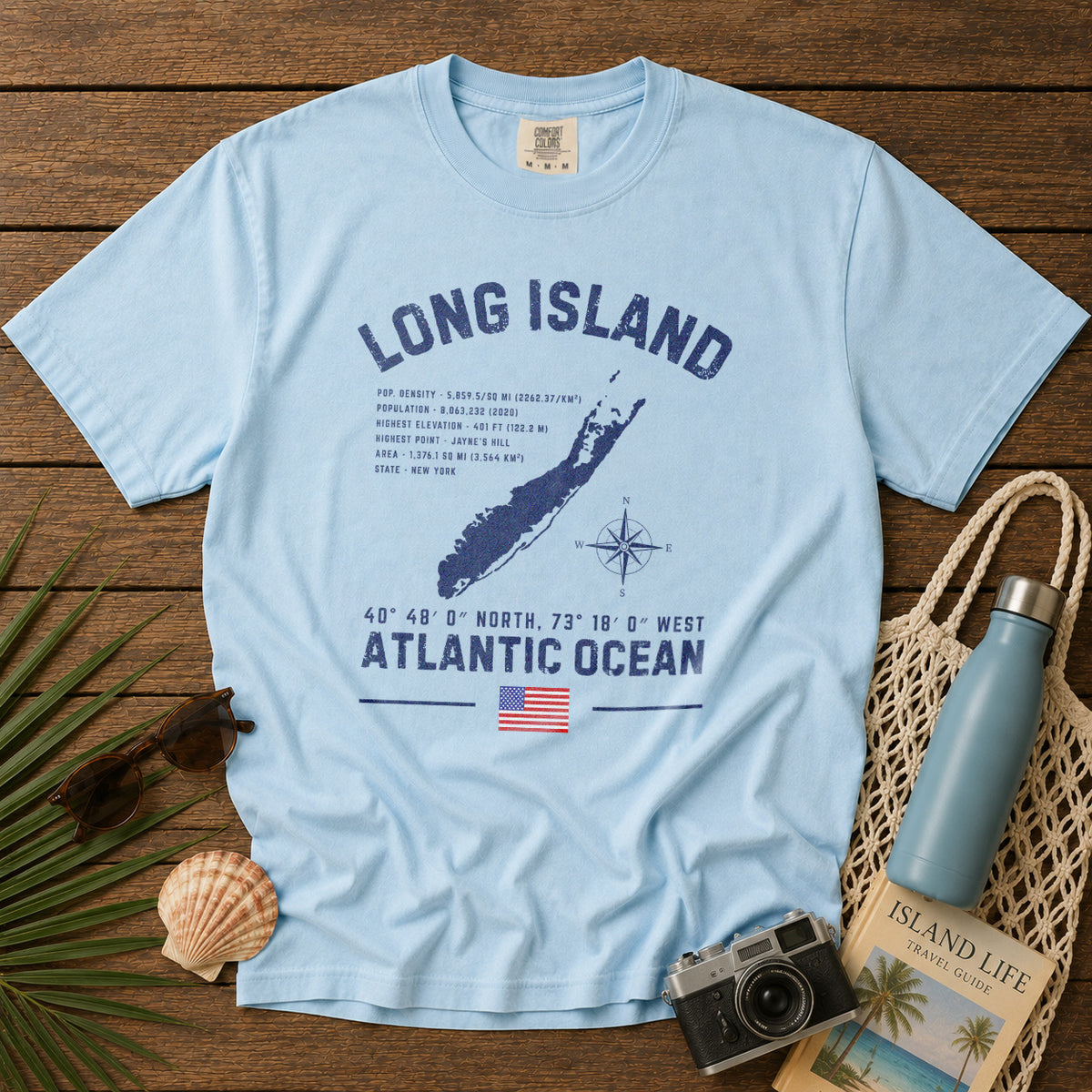 Long Island T-Shirt in Chambray - roamstride graphic tee