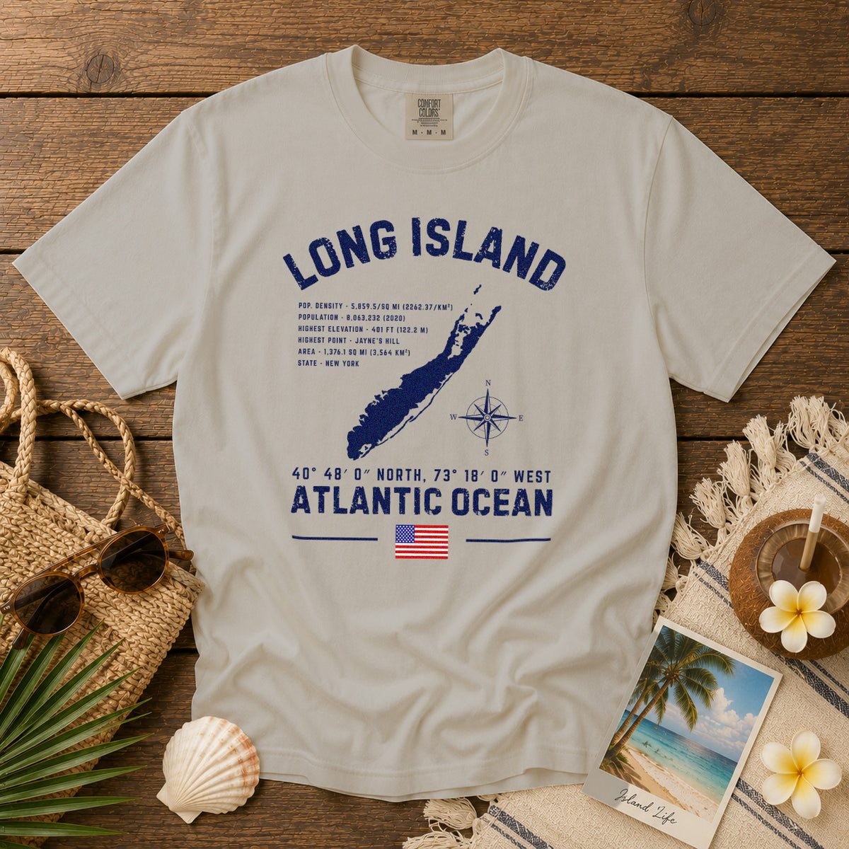 Long Island T-Shirt in Ivory - roamstride graphic tee