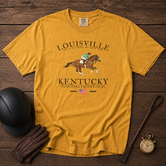 Louisville Horse Racing T-Shirt in Mustard - roamstride graphic tee
