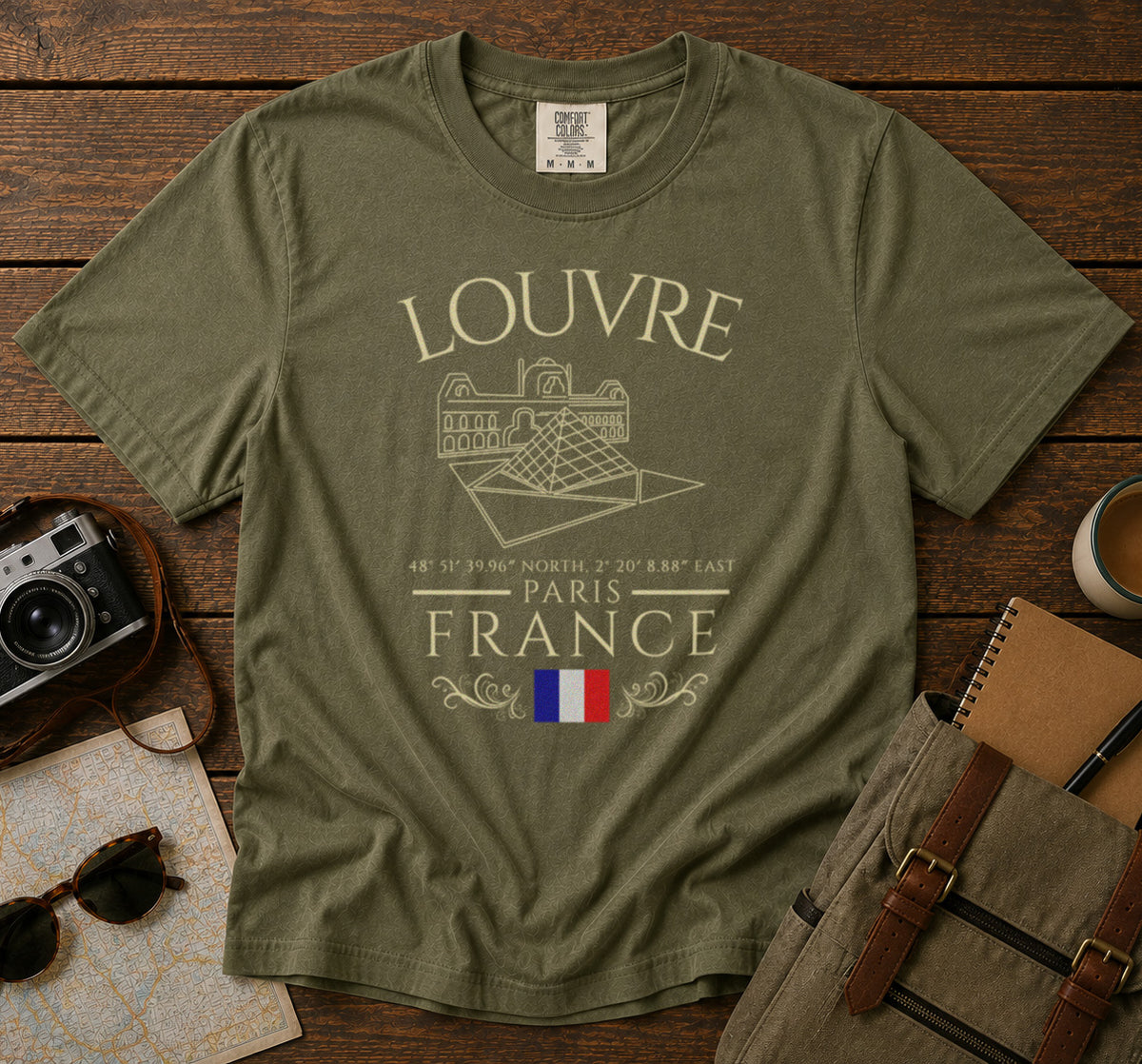 Louvre T-Shirt in Moss - roamstride graphic tee