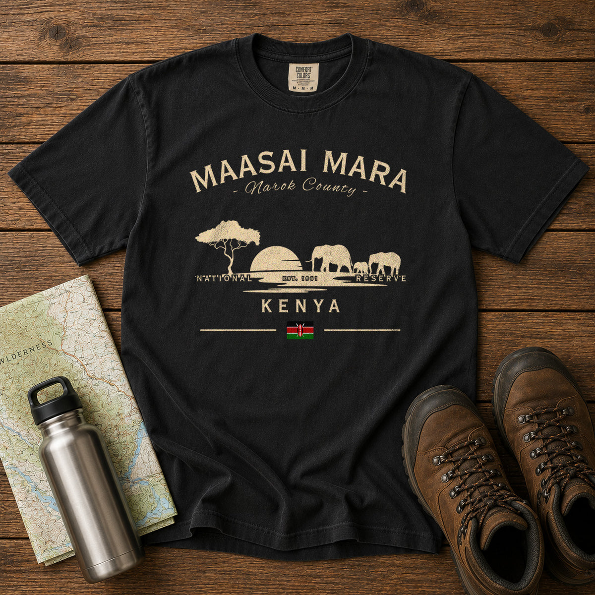 Maasai Mara T-Shirt in Black - roamstride graphic tee