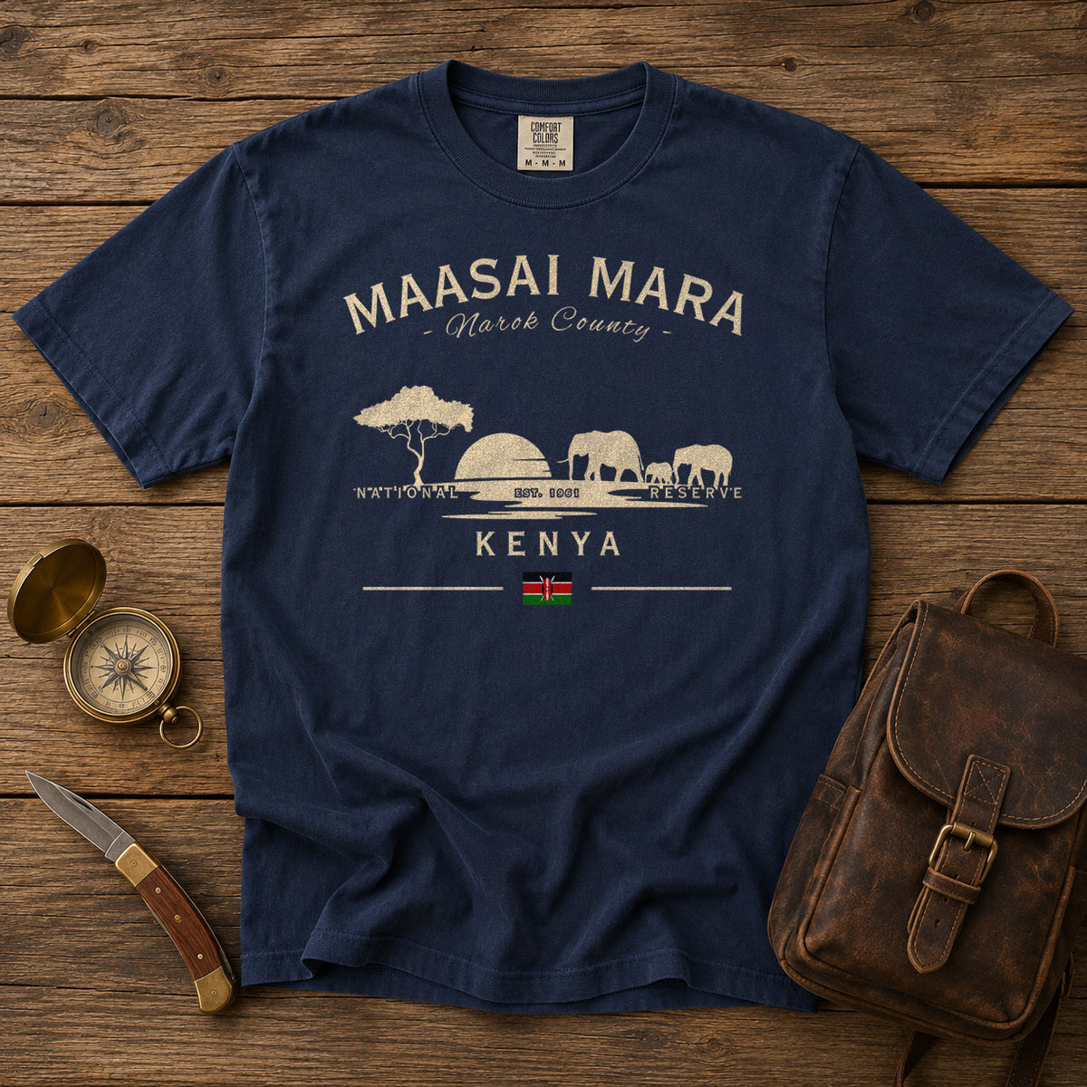Maasai Mara T-Shirt in Navy - roamstride graphic tee