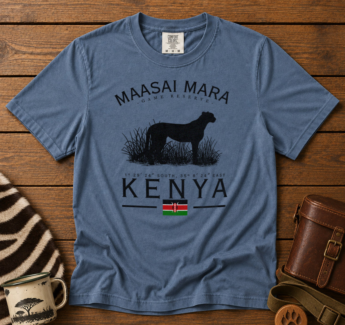Maasai Mara T-Shirt in Blue Jean - roamstride graphic tee