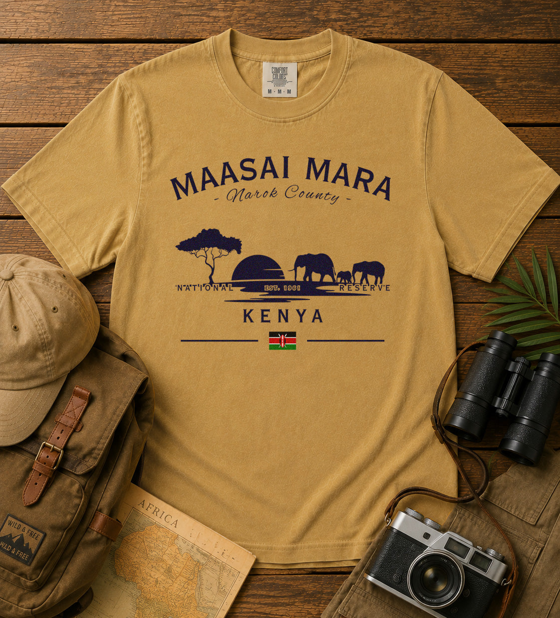 Maasai Mara T-Shirt in Mustard - roamstride graphic tee
