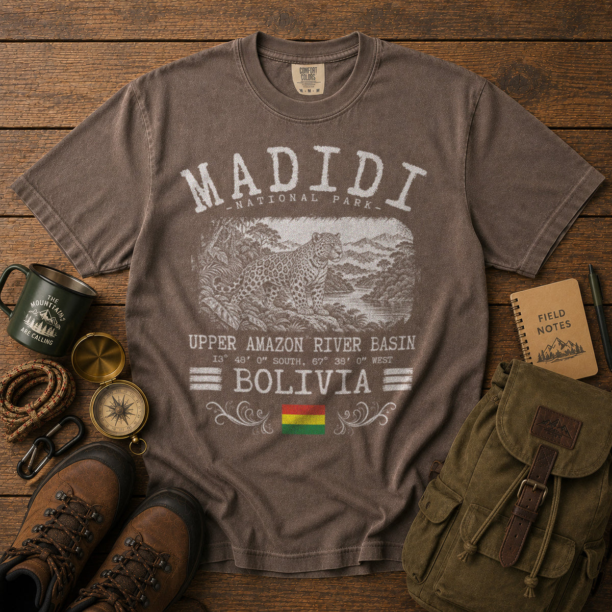 Madidi National Park Bolivia T-Shirt in Espresso - roamstride graphic tee
