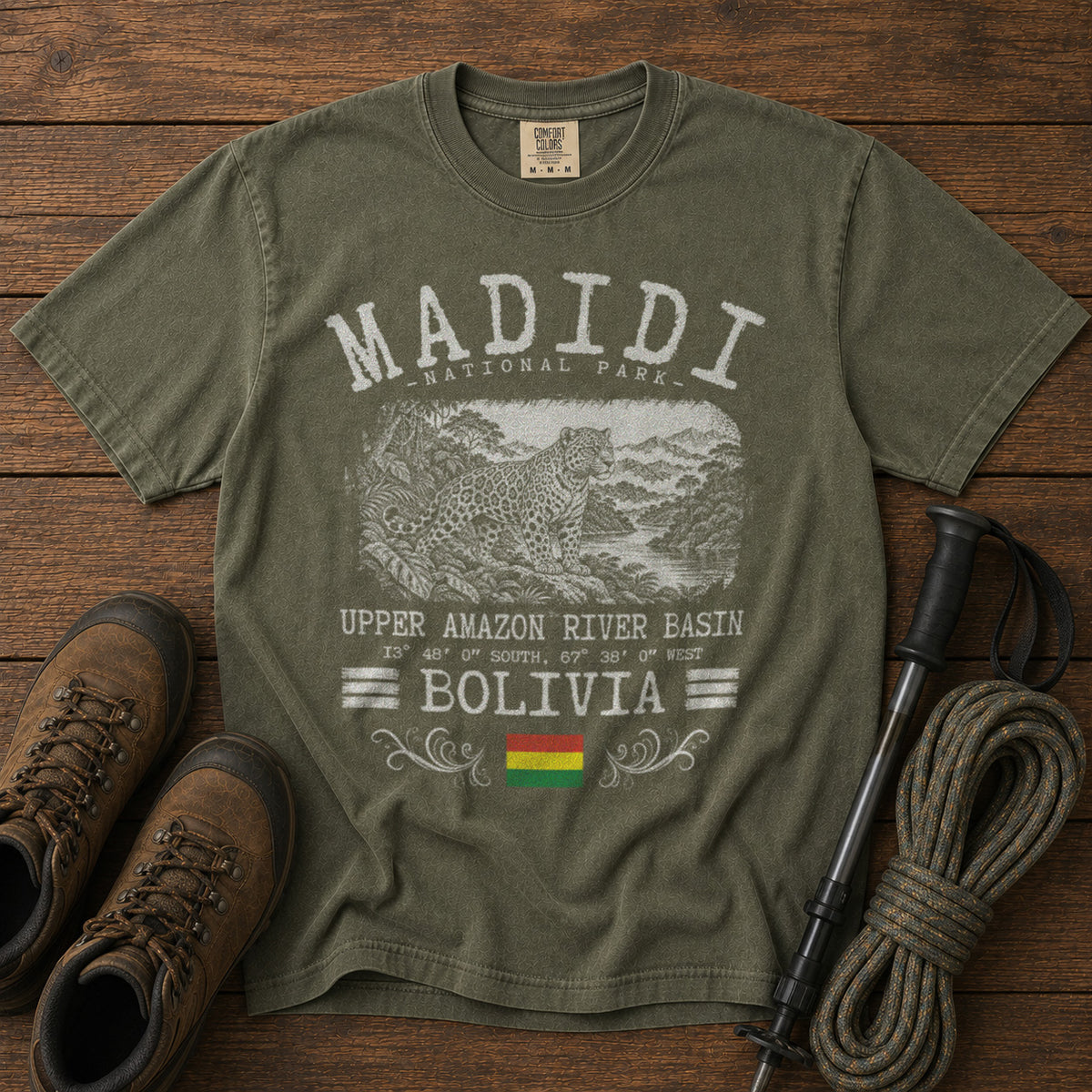 Madidi National Park Bolivia T-Shirt in Moss - roamstride graphic tee