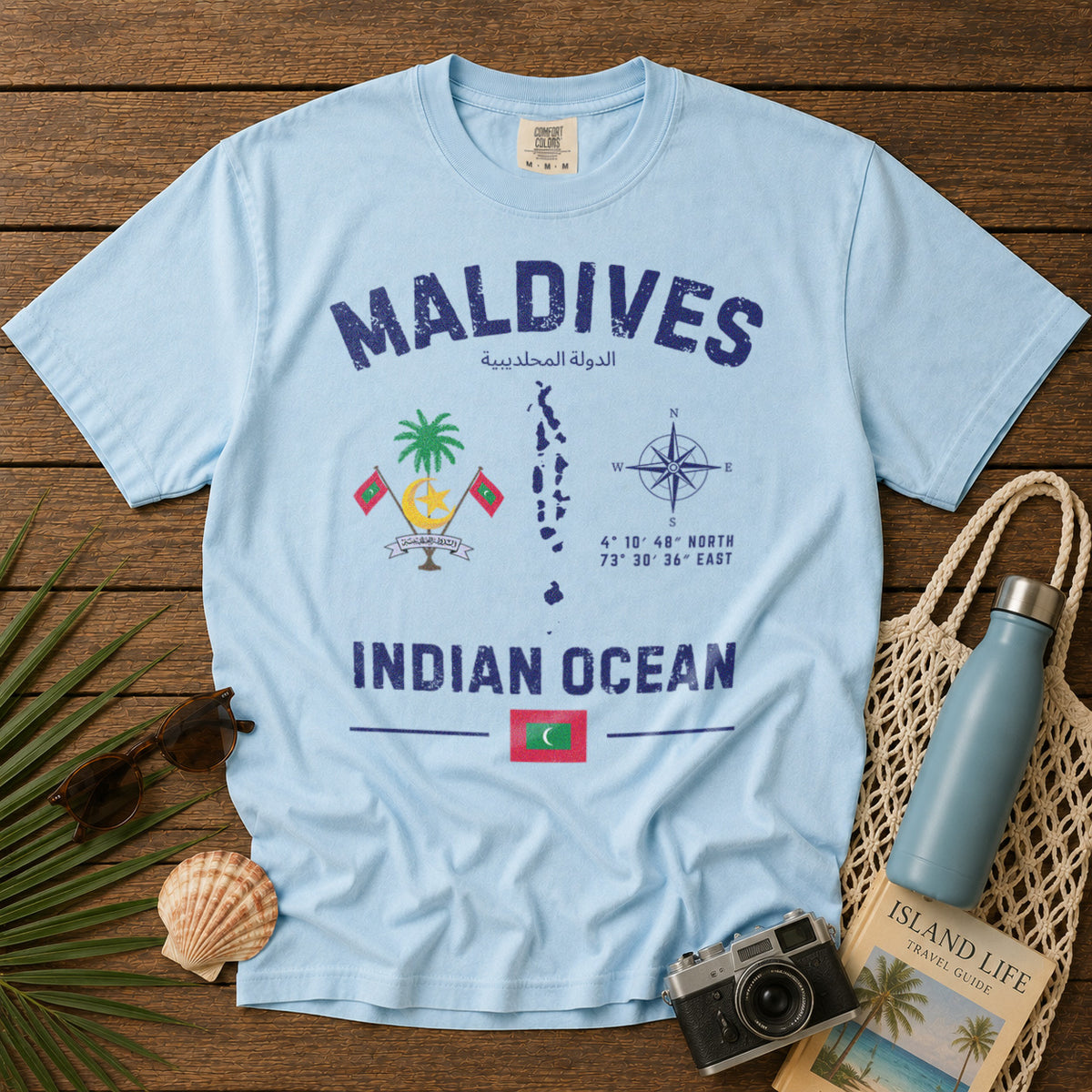 Maldives T-Shirt in Chambray - roamstride graphic tee