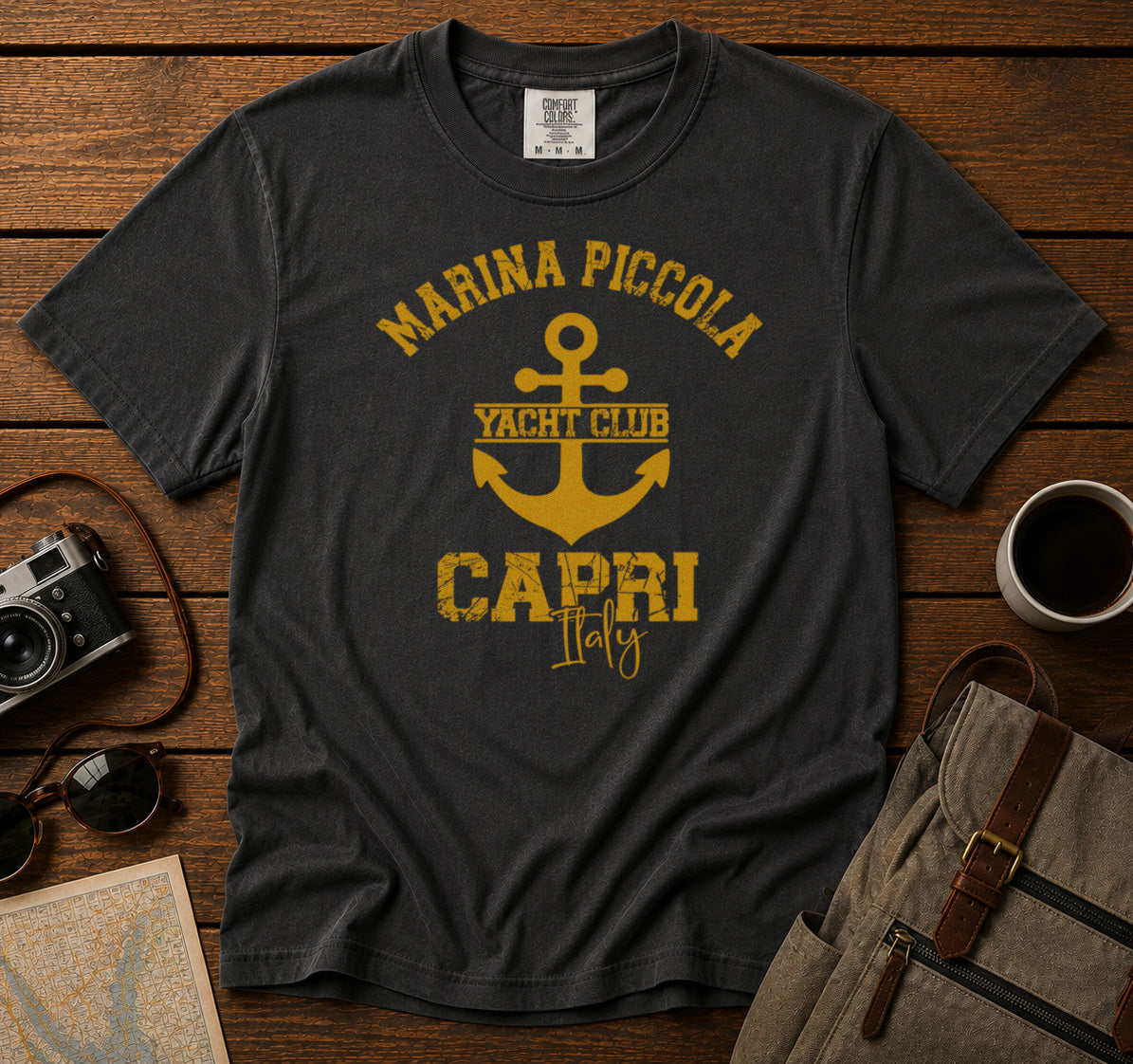 Marina Piccola Capri Italy T-Shirt in Pepper - roamstride graphic tee