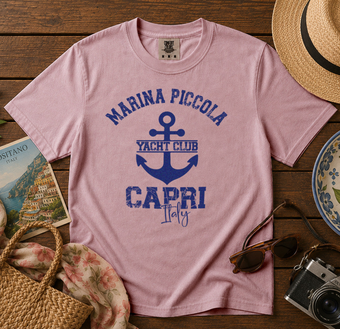 Marina Piccola Capri Italy T-Shirt in Blossom - roamstride graphic tee