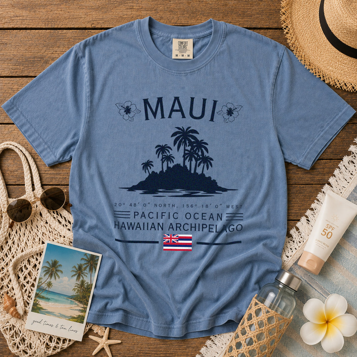 Maui T-Shirt in Blue Jean - roamstride graphic tee