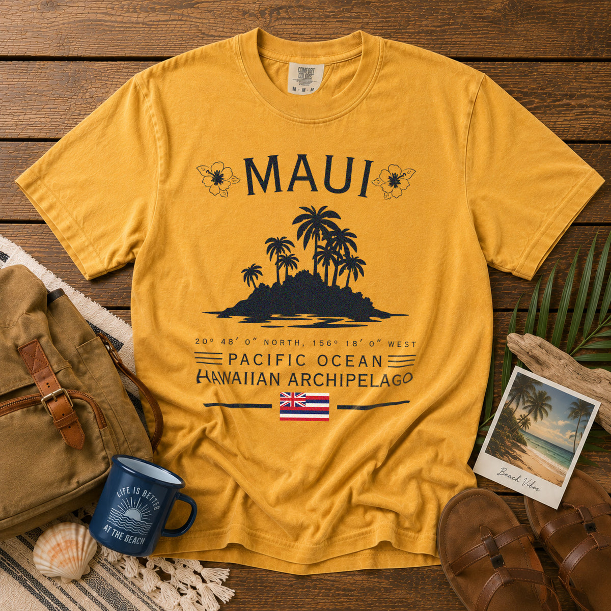 Maui T-Shirt in Mustard - roamstride graphic tee