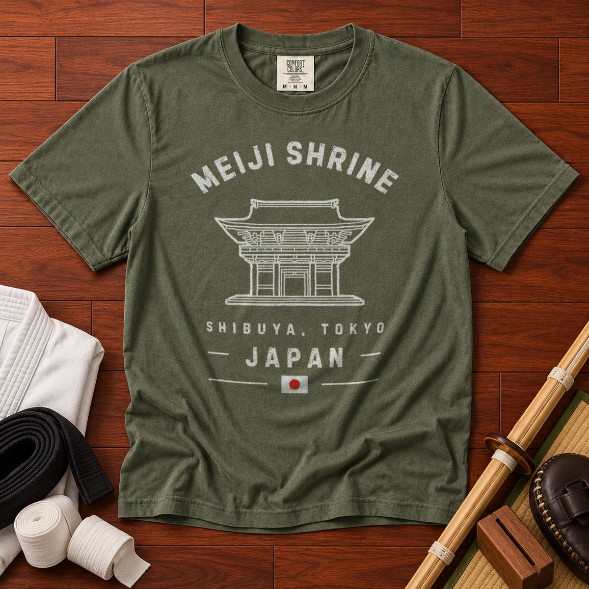 Meiji Shrine Tokyo T-Shirt in Moss - roamstride graphic tee