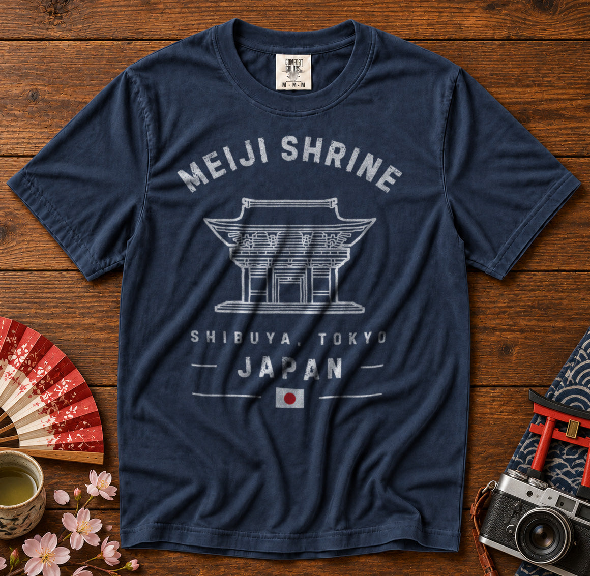 Meiji Shrine Tokyo T-Shirt in Navy - roamstride graphic tee