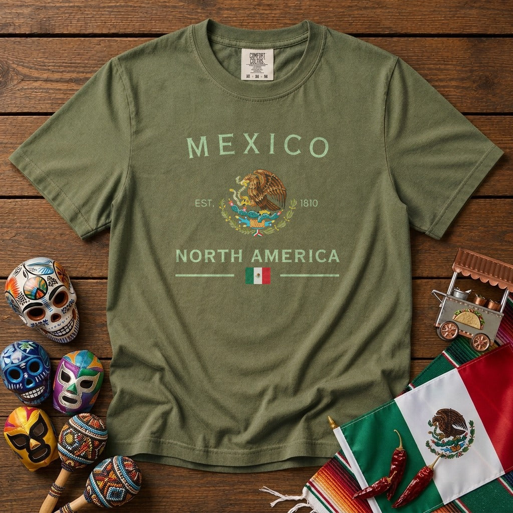 Mexico Coat of Arms T-Shirt in Moss - roamstride graphic tee