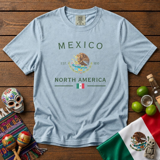 Mexico Coat of Arms T-Shirt in Chambray - roamstride graphic tee