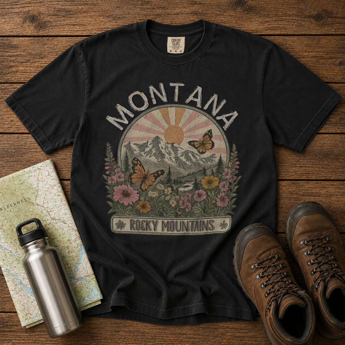 Montana USA T-Shirt in Black - roamstride graphic tee