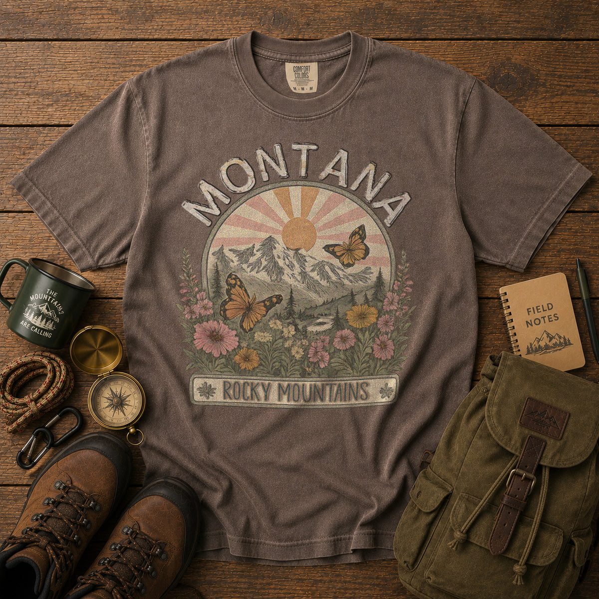 Montana USA T-Shirt in Espresso - roamstride graphic tee