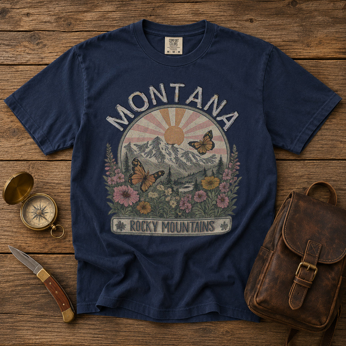 Montana USA T-Shirt in Navy - roamstride graphic tee