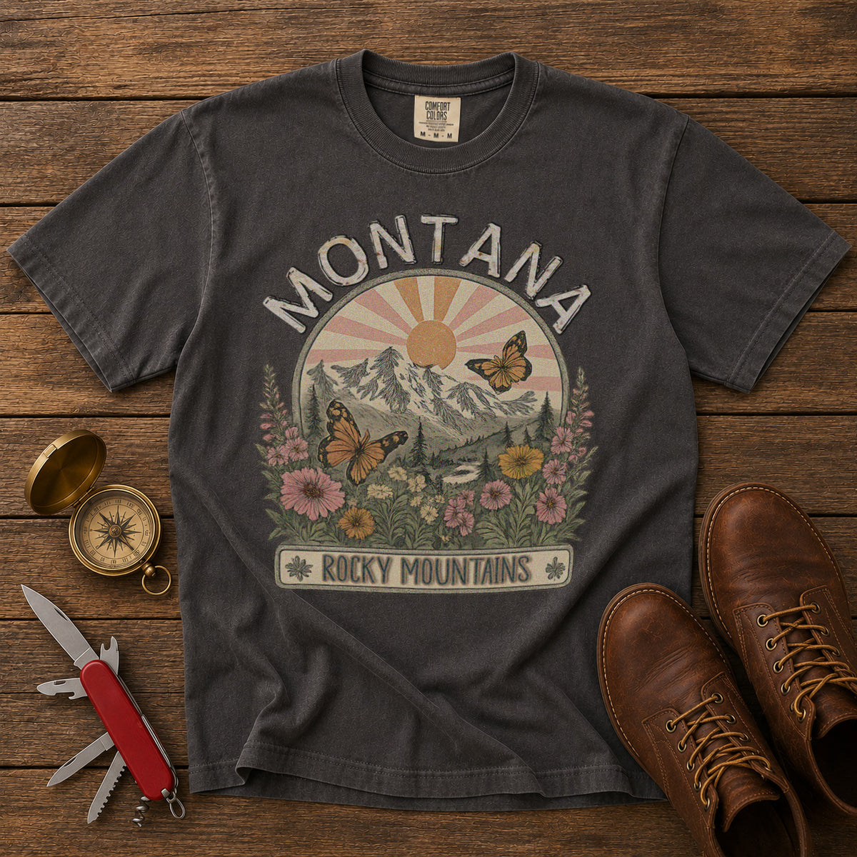 Montana USA T-Shirt in Pepper - roamstride graphic tee