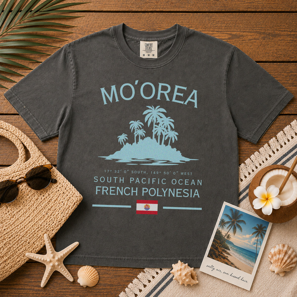 Moorea Tropical Island Polynesia T-Shirt in Pepper - roamstride graphic tee
