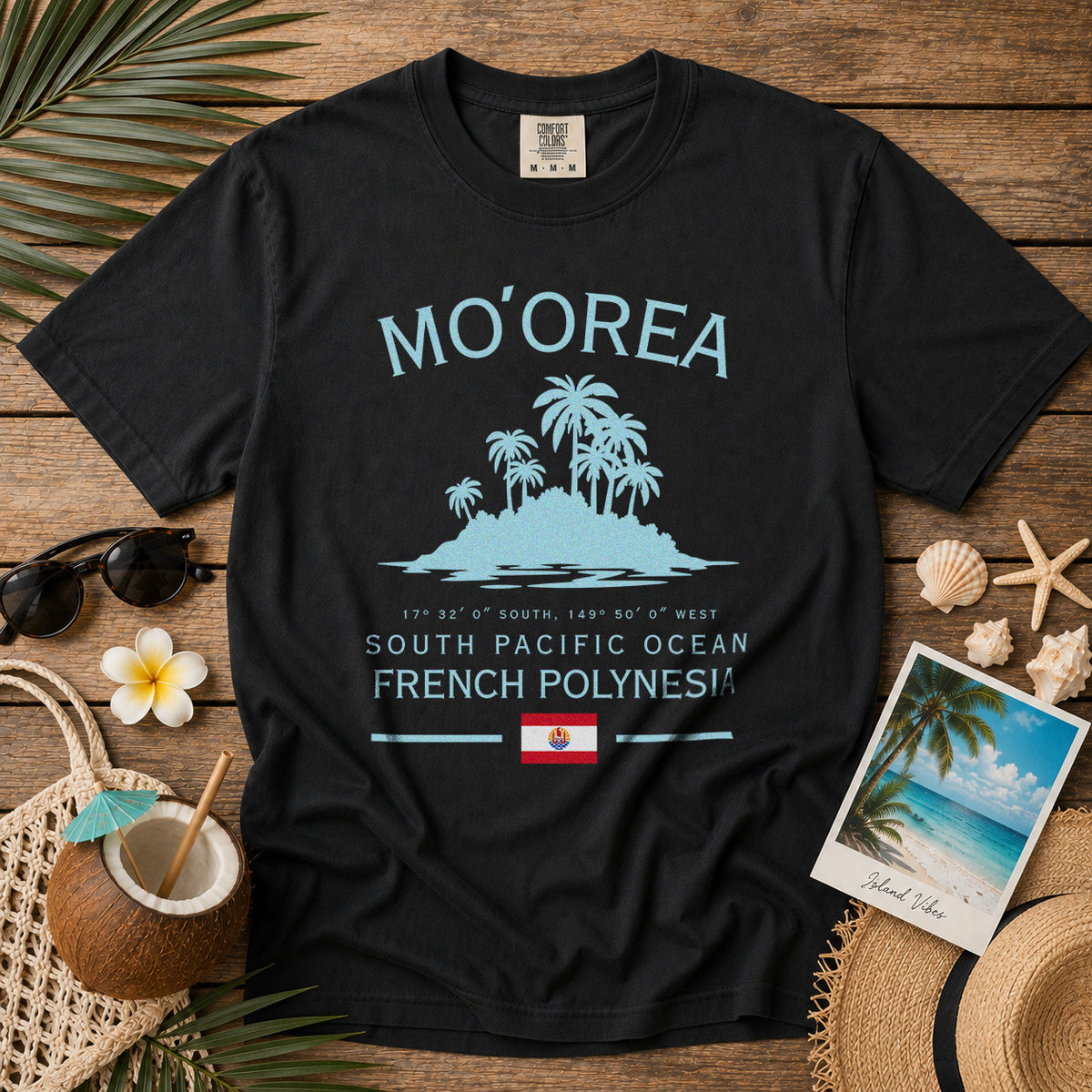 Moorea Tropical Island Polynesia T-Shirt in Black - roamstride graphic tee