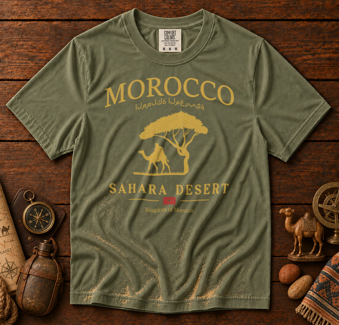 Morocco T-Shirt in Moss - roamstride graphic tee