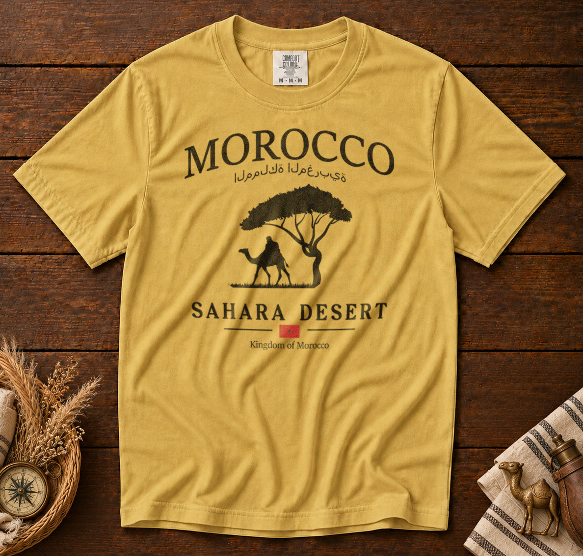 Morocco T-Shirt in Mustard - roamstride graphic tee
