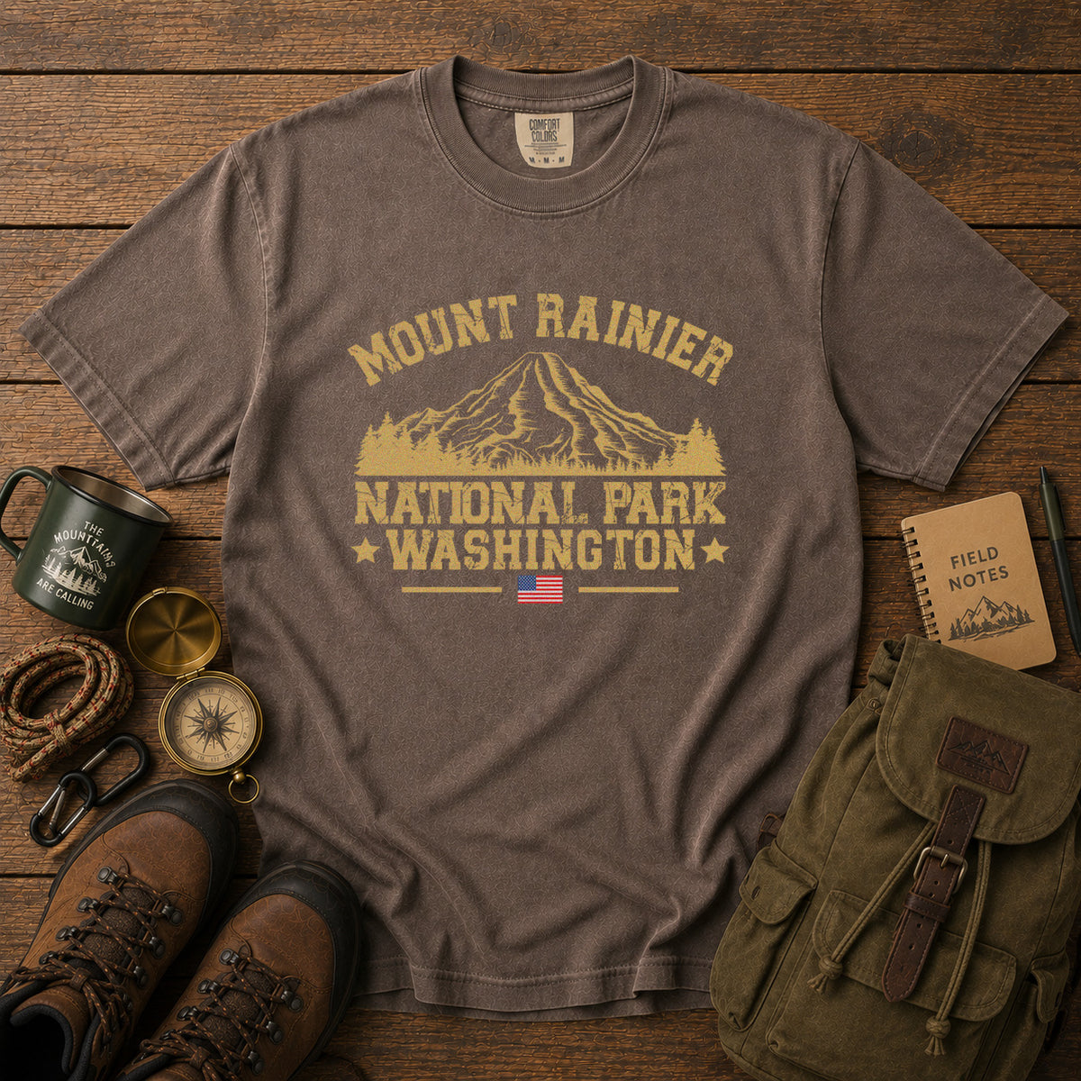 Mount Rainier T-Shirt in Espresso - roamstride graphic tee
