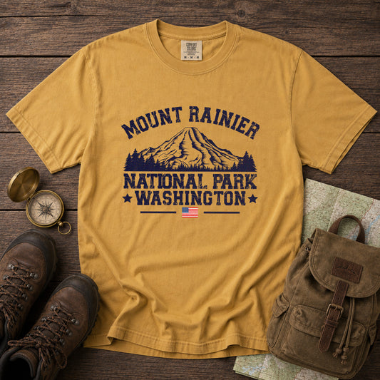 Mount Rainier T-Shirt in Mustard - roamstride graphic tee
